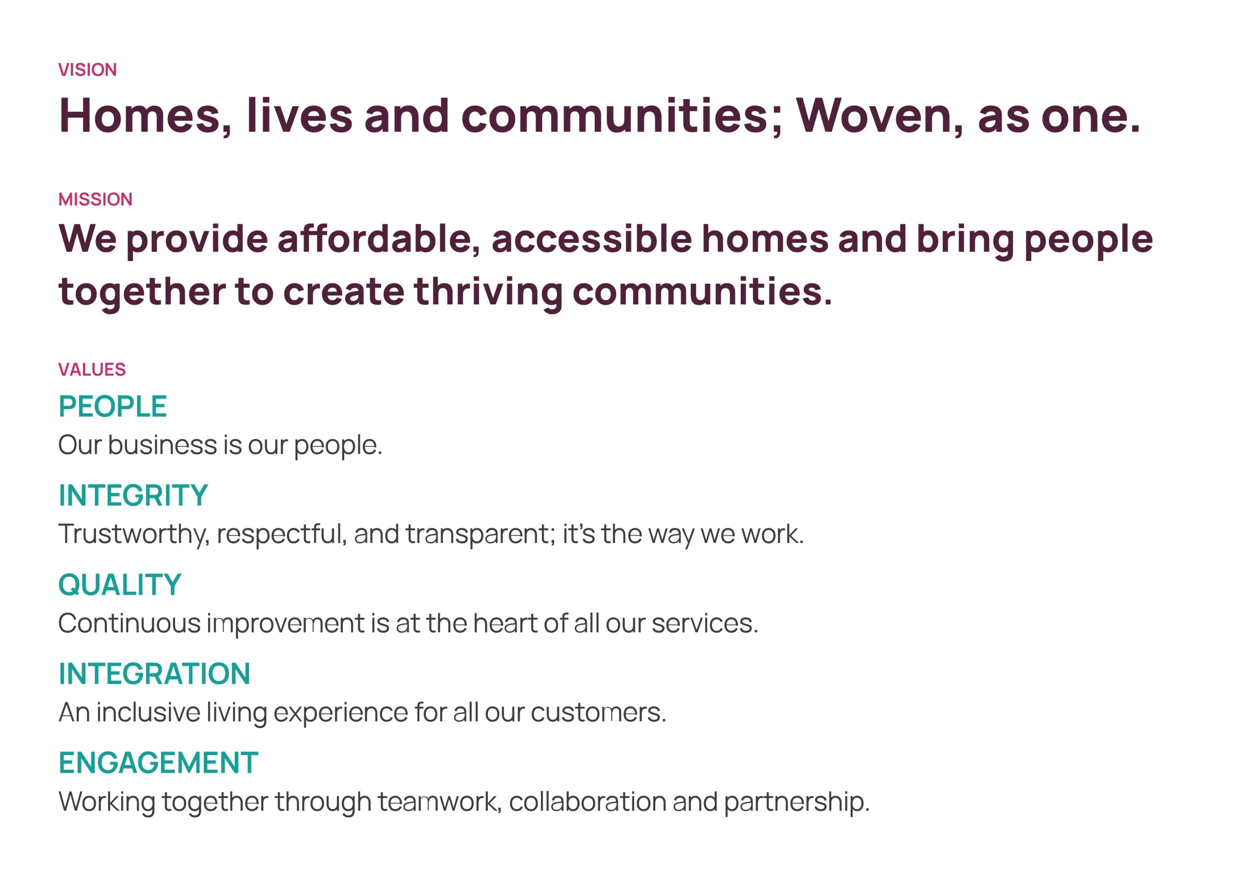 Vision Mission Values